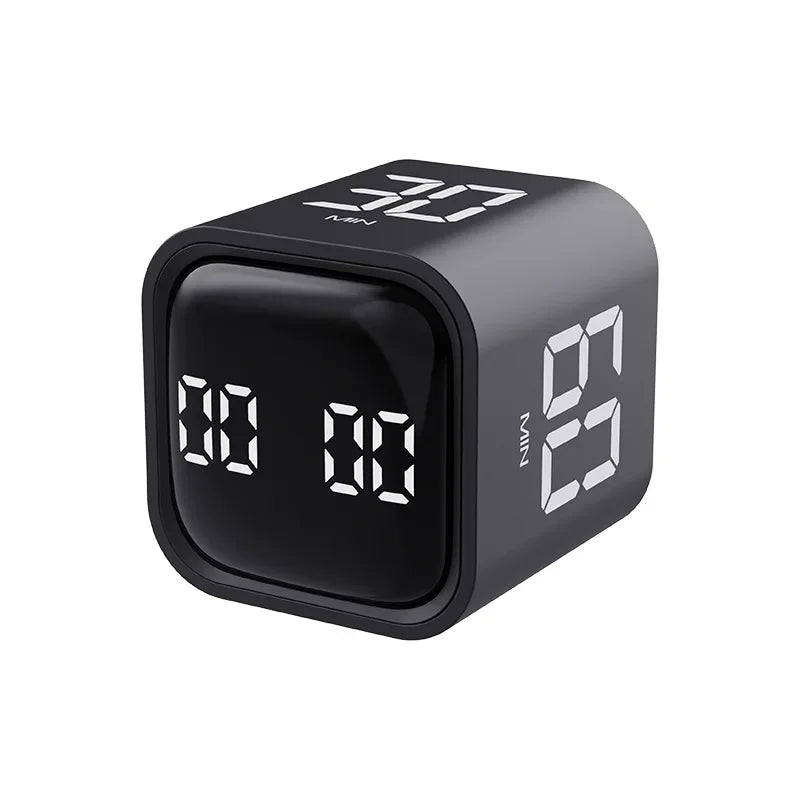 Pomodoro Digital Timer Cube Flip Clock, 5/10/30/60min Study&kitchen Cute Timer, Silent, Vibrate & Adjustable Soud Alarm