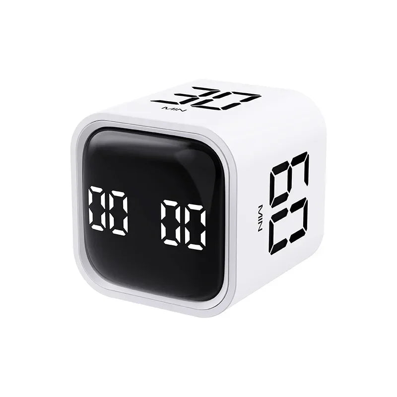 Pomodoro Digital Timer Cube Flip Clock, 5/10/30/60min Study&kitchen Cute Timer, Silent, Vibrate & Adjustable Soud Alarm