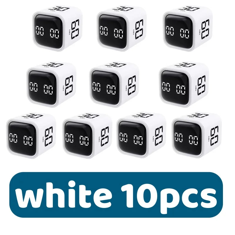 Pomodoro Digital Timer Cube Flip Clock, 5/10/30/60min Study&kitchen Cute Timer, Silent, Vibrate & Adjustable Soud Alarm
